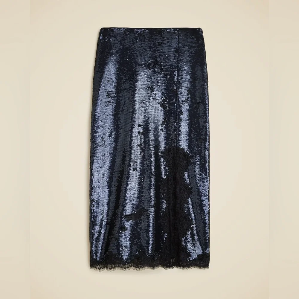 J.Crew Gwyneth lace-trim slip skirt with sequins CF747